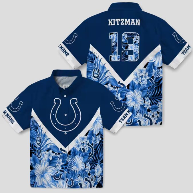 Custom Fan Indianapolis Colts Hawaiian Shirt – Floral Chevron Print for Game Day