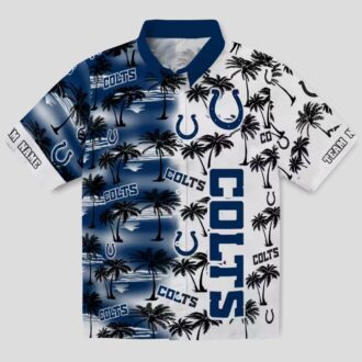 Custom Indianapolis Colts Blue Hawaiian Shirt – Palm Silhouette Tropical Print