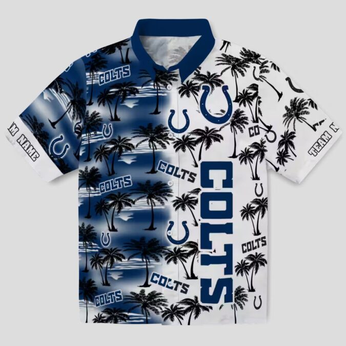 Custom Indianapolis Colts Blue Hawaiian Shirt – Palm Silhouette Tropical Print
