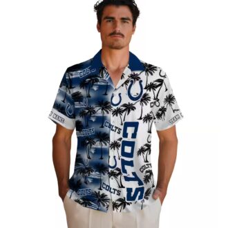 Custom Indianapolis Colts Blue Hawaiian Shirt – Palm Silhouette Tropical Print
