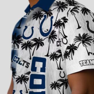 Custom Indianapolis Colts Blue Hawaiian Shirt – Palm Silhouette Tropical Print