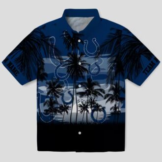 Custom Indianapolis Colts Tropical Sunset Hawaiian Shirt - Blue & Black Theme Design