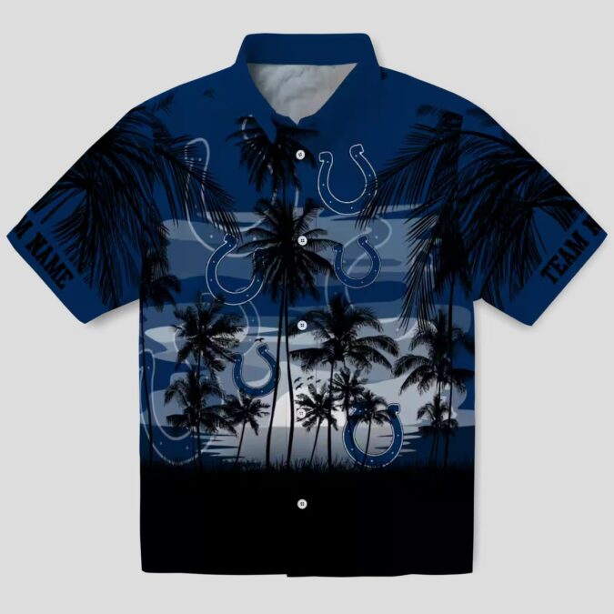 Custom Indianapolis Colts Tropical Sunset Hawaiian Shirt - Blue & Black Theme Design