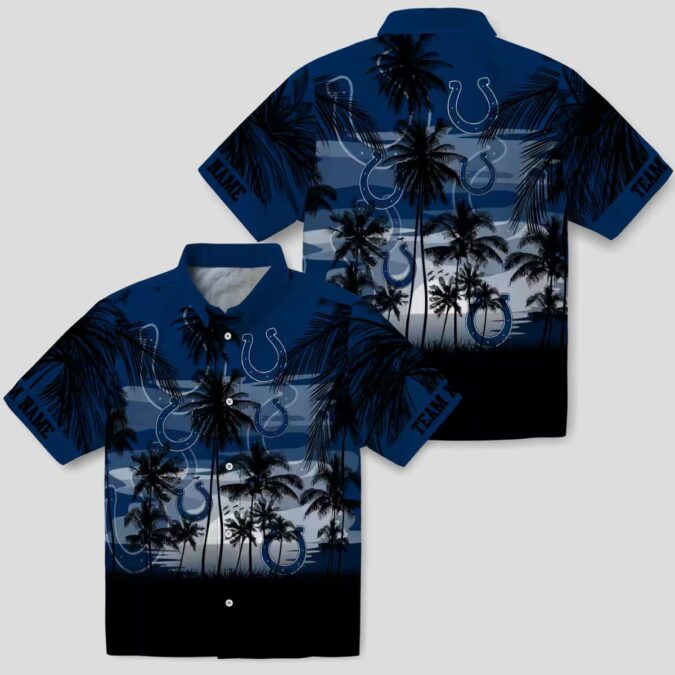 Custom Indianapolis Colts Tropical Sunset Hawaiian Shirt - Blue & Black Theme Design