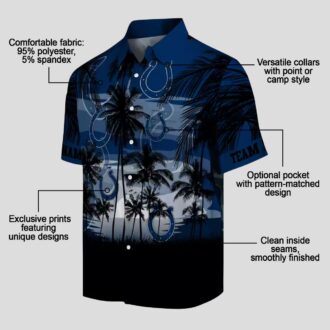 Custom Indianapolis Colts Tropical Sunset Hawaiian Shirt - Blue & Black Theme Design