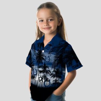 Custom Indianapolis Colts Tropical Sunset Hawaiian Shirt - Blue & Black Theme Design