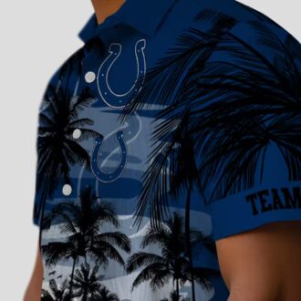 Custom Indianapolis Colts Tropical Sunset Hawaiian Shirt - Blue & Black Theme Design