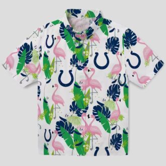 Flamingo & Foliage Indianapolis Colts Hawaiian Shirt, Summer NFL Beach Outfit