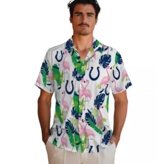 Flamingo & Foliage Indianapolis Colts Hawaiian Shirt, Summer NFL Beach Outfit