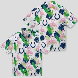 Flamingo & Foliage Indianapolis Colts Hawaiian Shirt, Summer NFL Beach Outfit