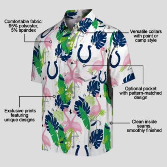 Flamingo & Foliage Indianapolis Colts Hawaiian Shirt, Summer NFL Beach Outfit