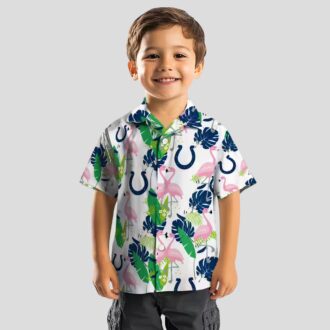 Flamingo & Foliage Indianapolis Colts Hawaiian Shirt, Summer NFL Beach Outfit