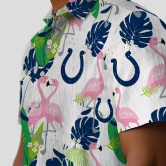 Flamingo & Foliage Indianapolis Colts Hawaiian Shirt, Summer NFL Beach Outfit