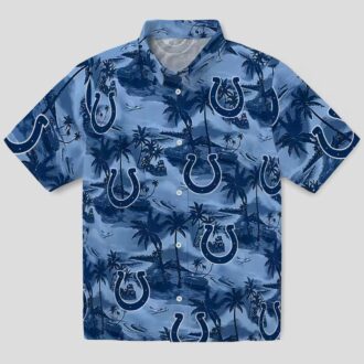Indianapolis Colts Aloha Hawaiian Shirt – Blue Tropical Palms, NFL Fan Gifts