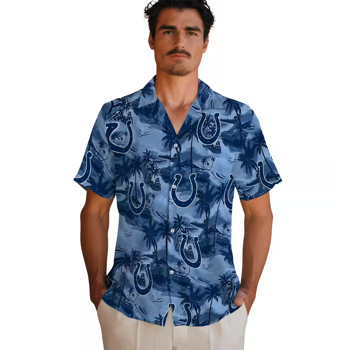 Indianapolis Colts Aloha Hawaiian Shirt – Blue Tropical Palms, NFL Fan Gifts