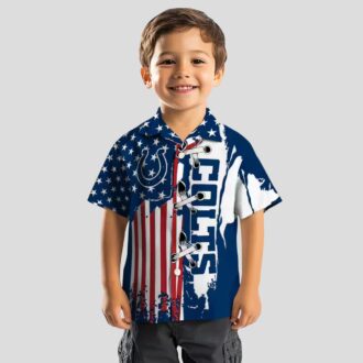 Indianapolis Colts Aloha Shirt, Blue Stitched Flag Hawaiian Shirt for NFL Fans