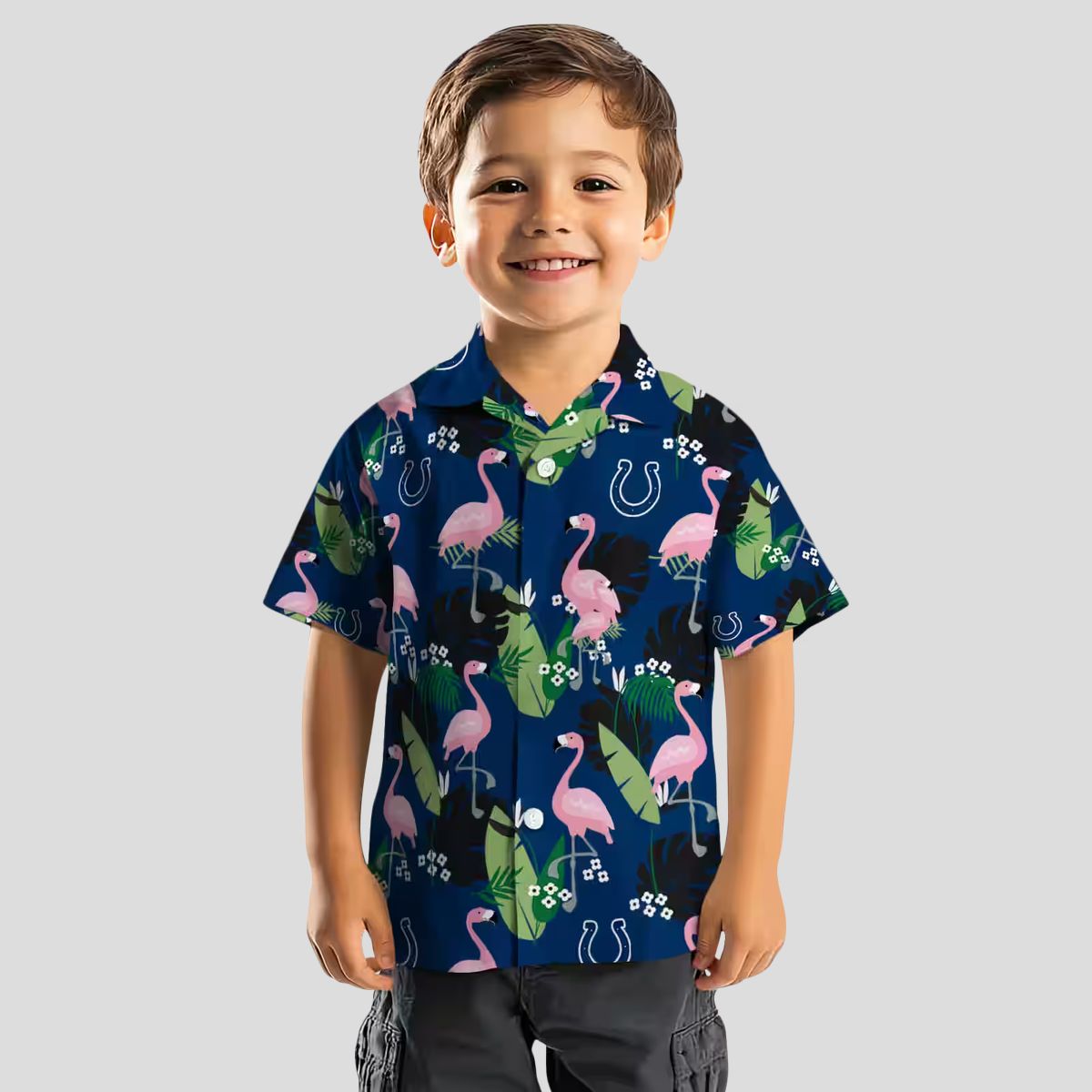 Indianapolis Colts Beach Aloha Shirt – Blue Hawaiian Flamingo & Palm Leaf Design