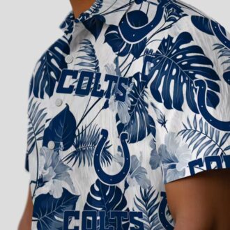 Indianapolis Colts Blue White Hawaiian Shirt – Tropical Plants & Floral Print