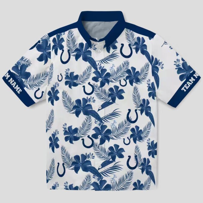 Indianapolis Colts Custom Hawaiian Shirt – White Botanical Print NFL Fan Gear