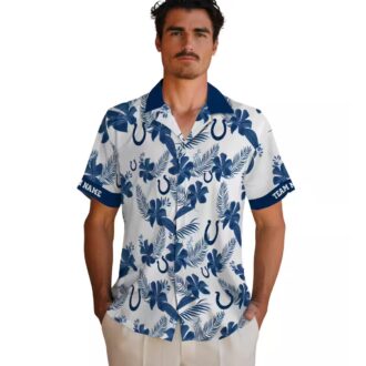 Indianapolis Colts Custom Hawaiian Shirt – White Botanical Print NFL Fan Gear