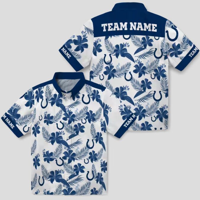 Indianapolis Colts Custom Hawaiian Shirt – White Botanical Print NFL Fan Gear