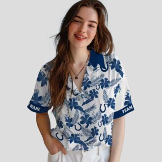 Indianapolis Colts Custom Hawaiian Shirt – White Botanical Print NFL Fan Gear