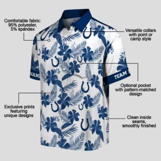 Indianapolis Colts Custom Hawaiian Shirt – White Botanical Print NFL Fan Gear