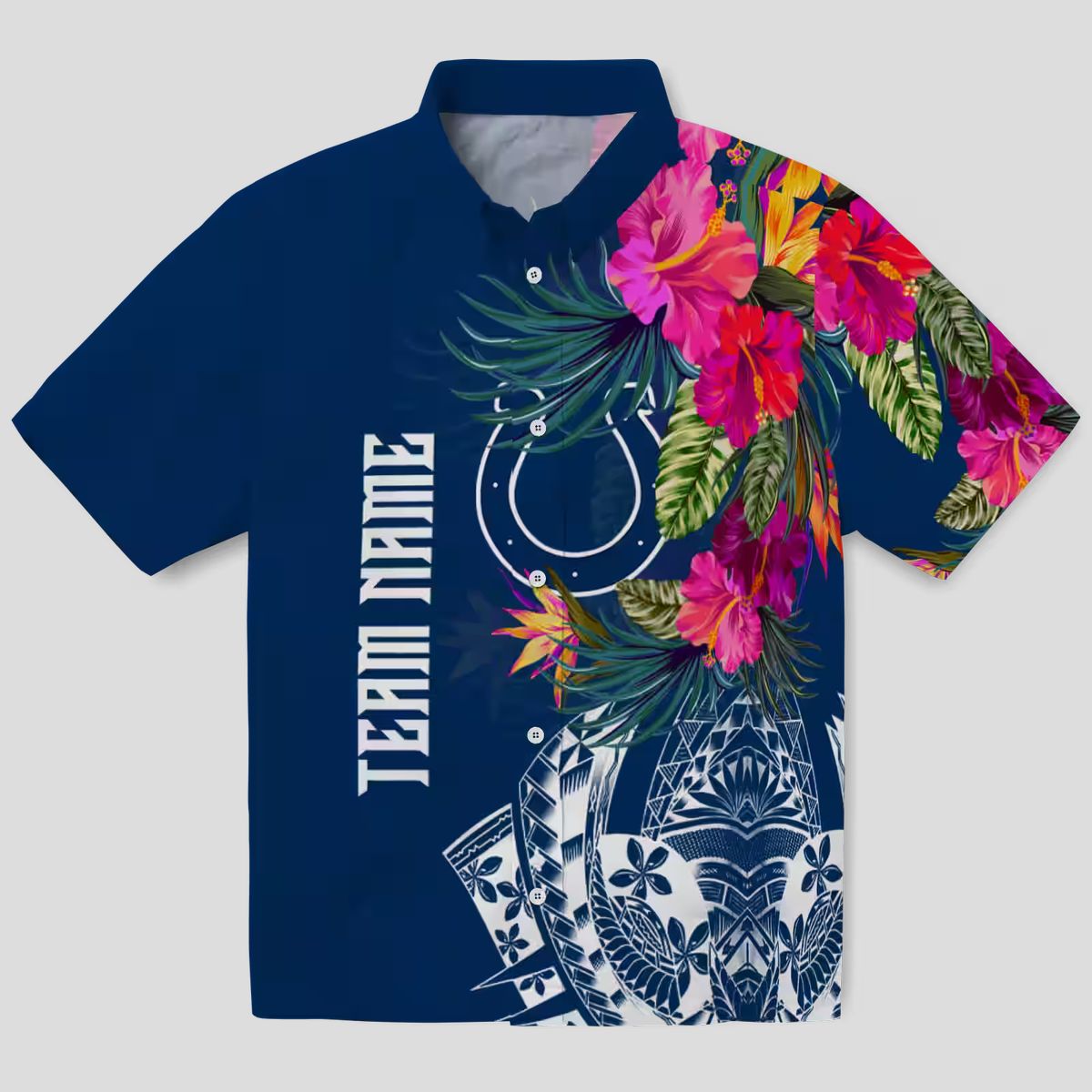 Indianapolis Colts Floral Blue Hawaiian Shirt, Polynesian Tropical NFL Apparel