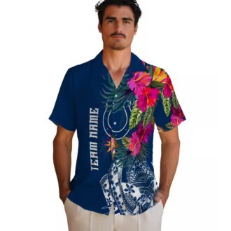 Indianapolis Colts Floral Blue Hawaiian Shirt, Polynesian Tropical NFL Apparel