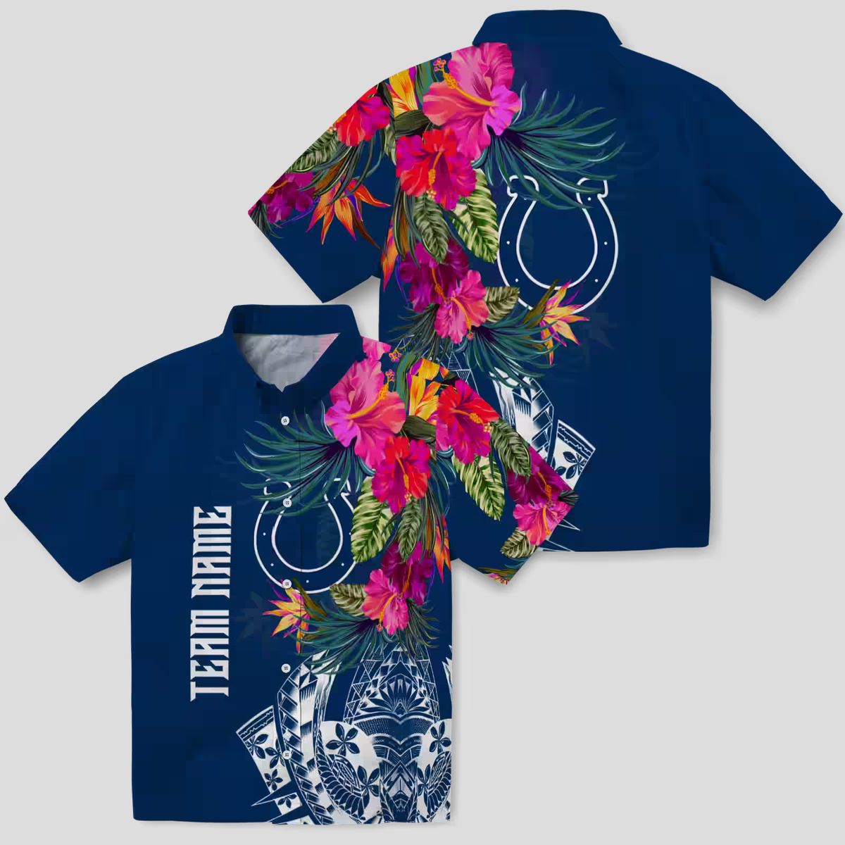 Indianapolis Colts Floral Blue Hawaiian Shirt, Polynesian Tropical NFL Apparel