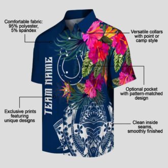 Indianapolis Colts Floral Blue Hawaiian Shirt, Polynesian Tropical NFL Apparel
