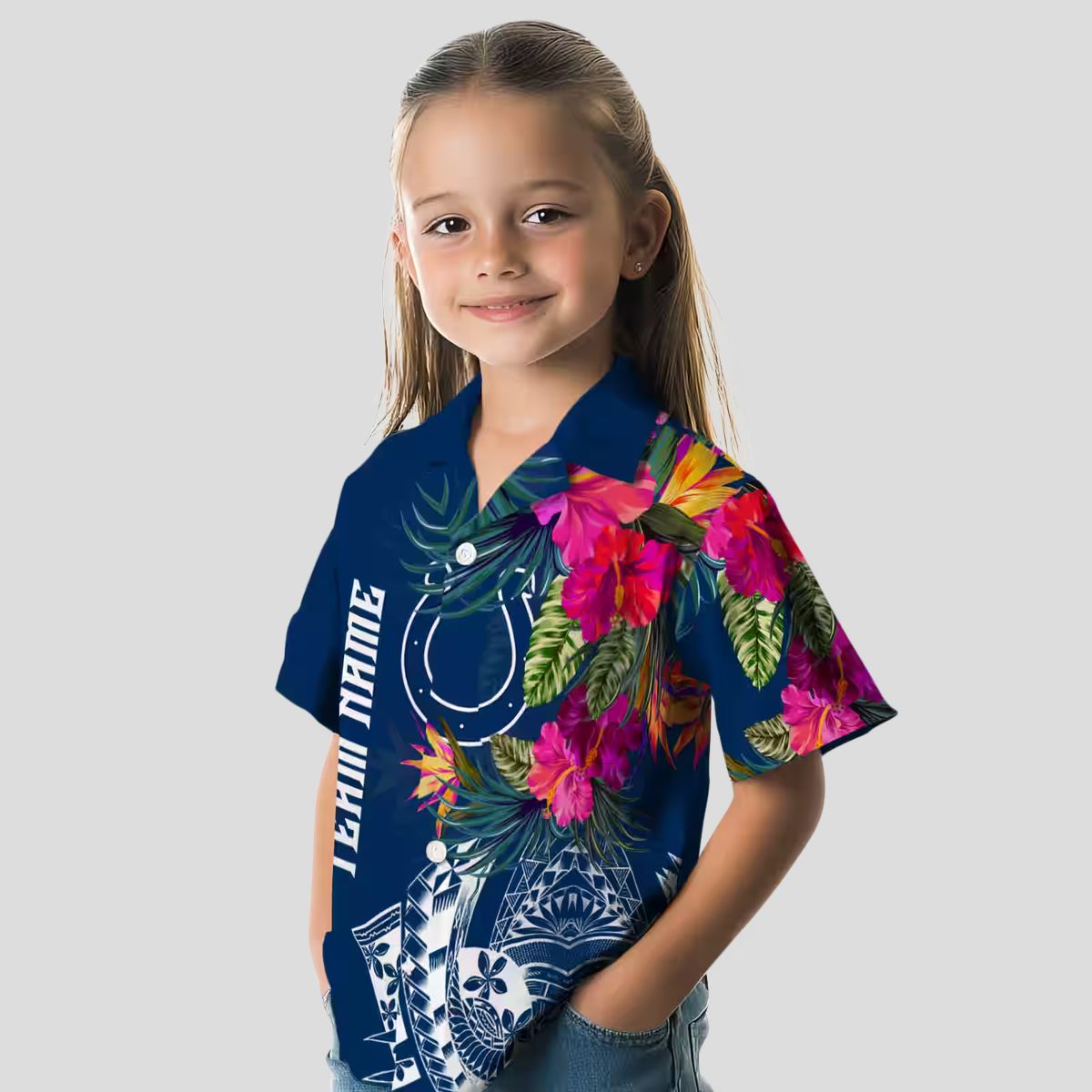 Indianapolis Colts Floral Blue Hawaiian Shirt, Polynesian Tropical NFL Apparel