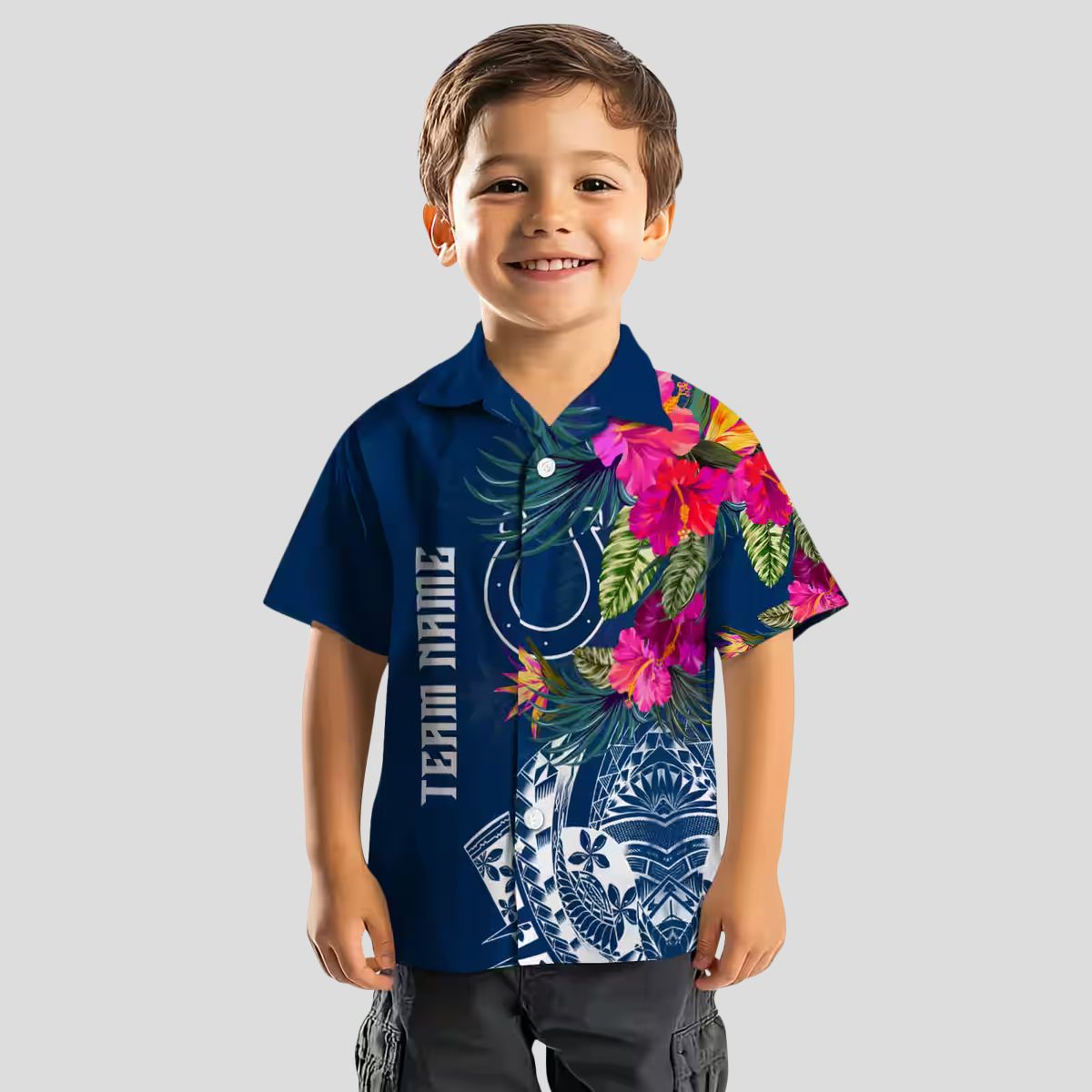 Indianapolis Colts Floral Blue Hawaiian Shirt, Polynesian Tropical NFL Apparel