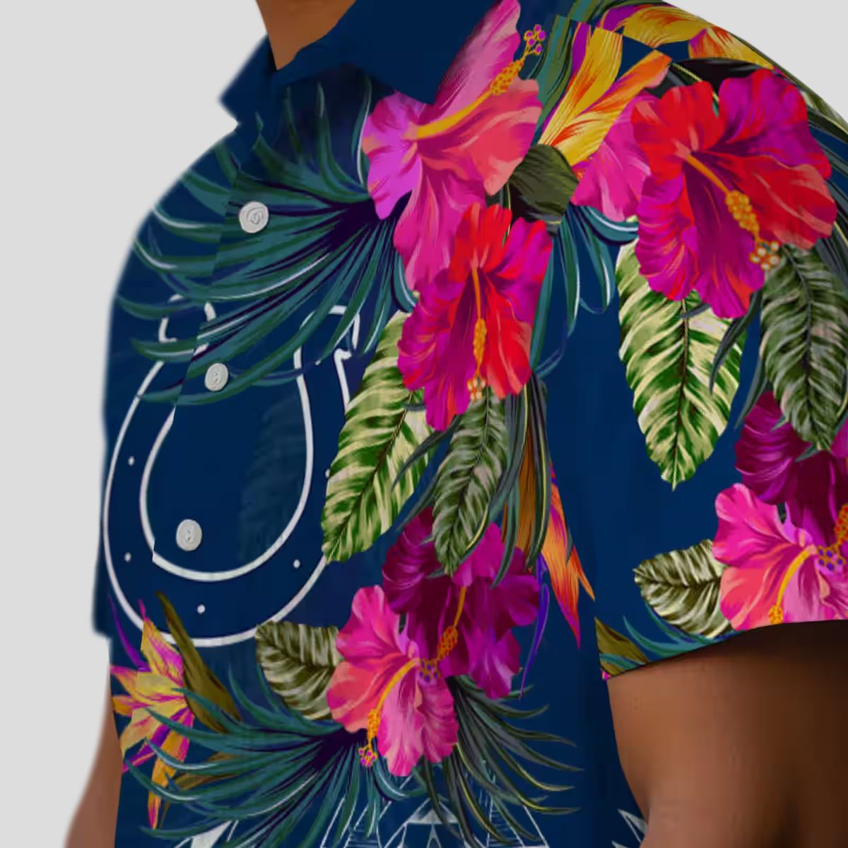 Indianapolis Colts Floral Blue Hawaiian Shirt, Polynesian Tropical NFL Apparel