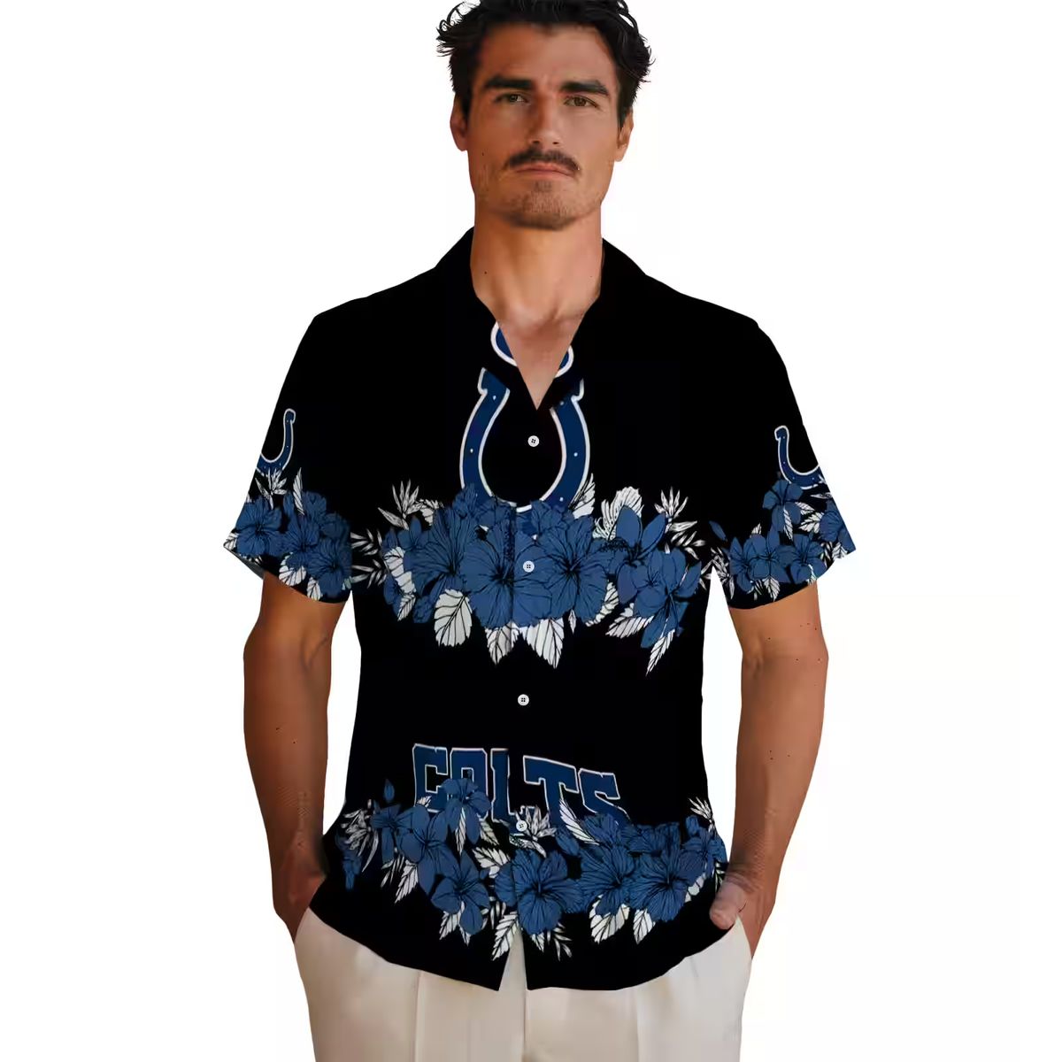 Indianapolis Colts Hibiscus Stripe Hawaiian Shirt – Beach & Summer Style