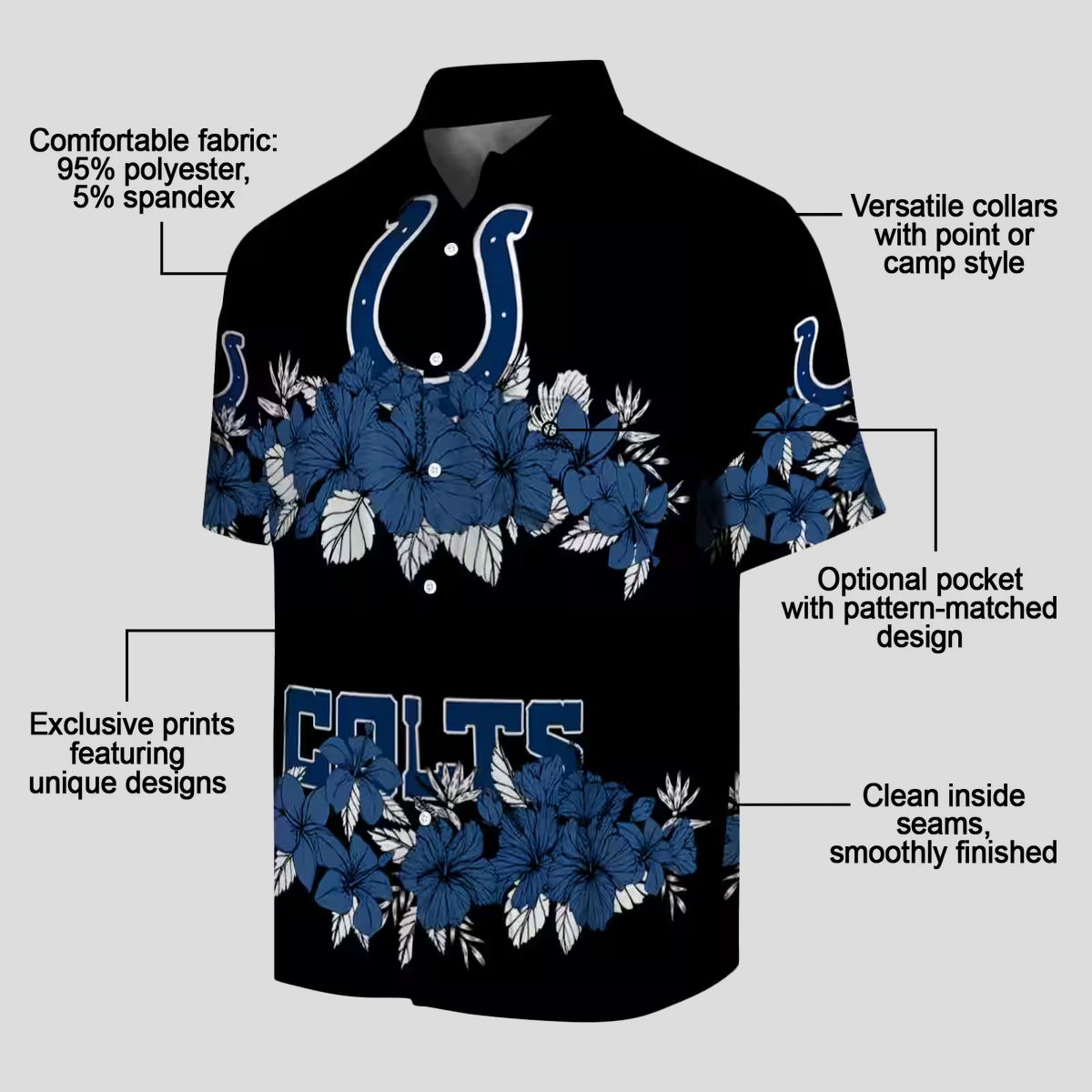 Indianapolis Colts Hibiscus Stripe Hawaiian Shirt – Beach & Summer Style