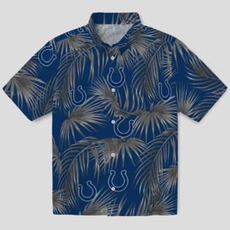 Indianapolis Colts Leafy Palms Hawaiian Shirt, Aloha Tropical Blue NFL Apparel