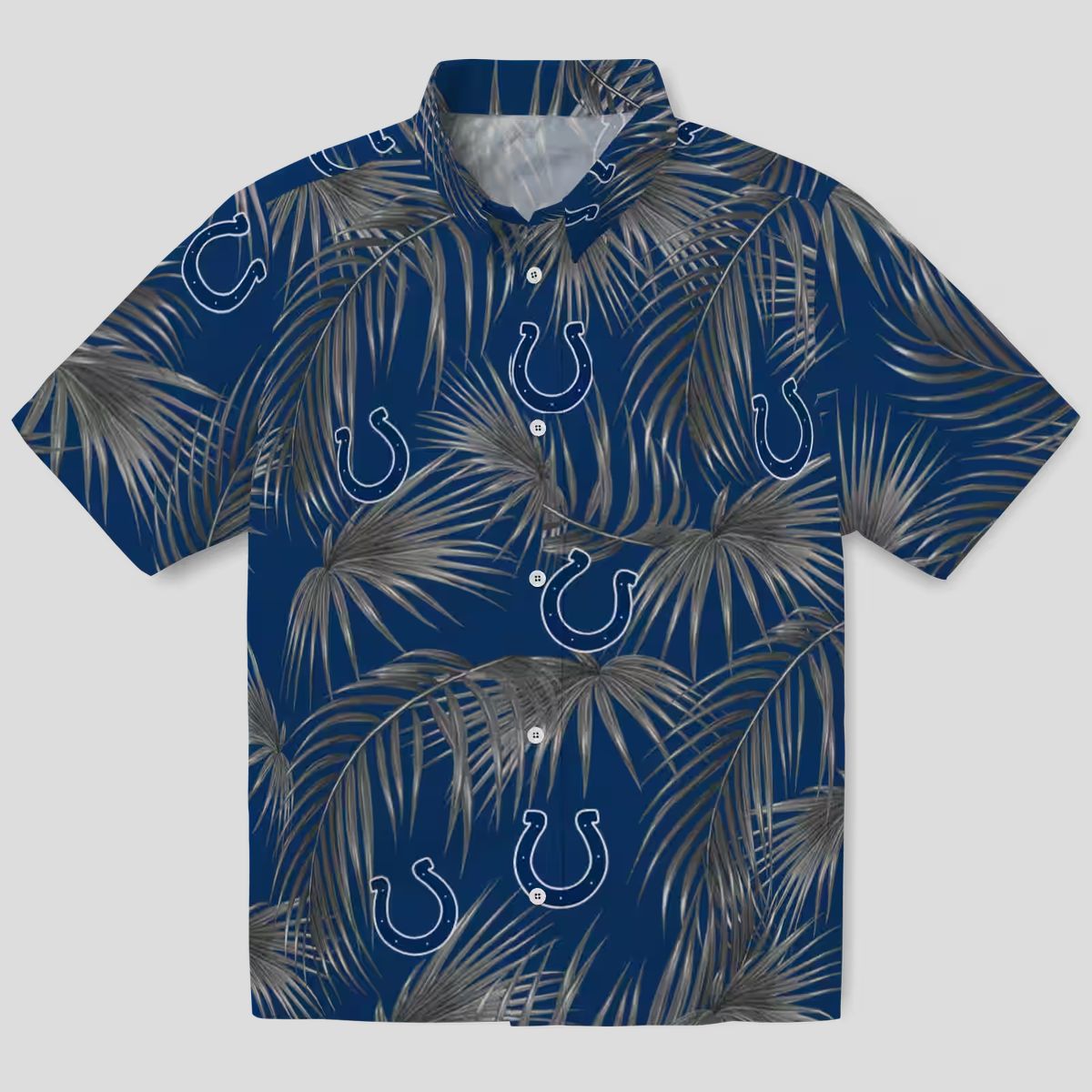 Indianapolis Colts Leafy Palms Hawaiian Shirt, Aloha Tropical Blue NFL Apparel