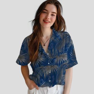 Indianapolis Colts Leafy Palms Hawaiian Shirt, Aloha Tropical Blue NFL Apparel