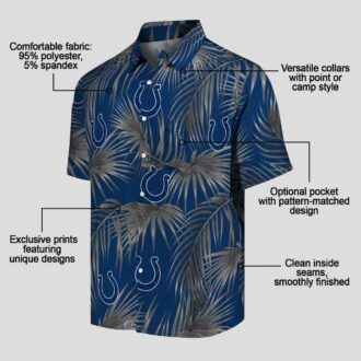 Indianapolis Colts Leafy Palms Hawaiian Shirt, Aloha Tropical Blue NFL Apparel