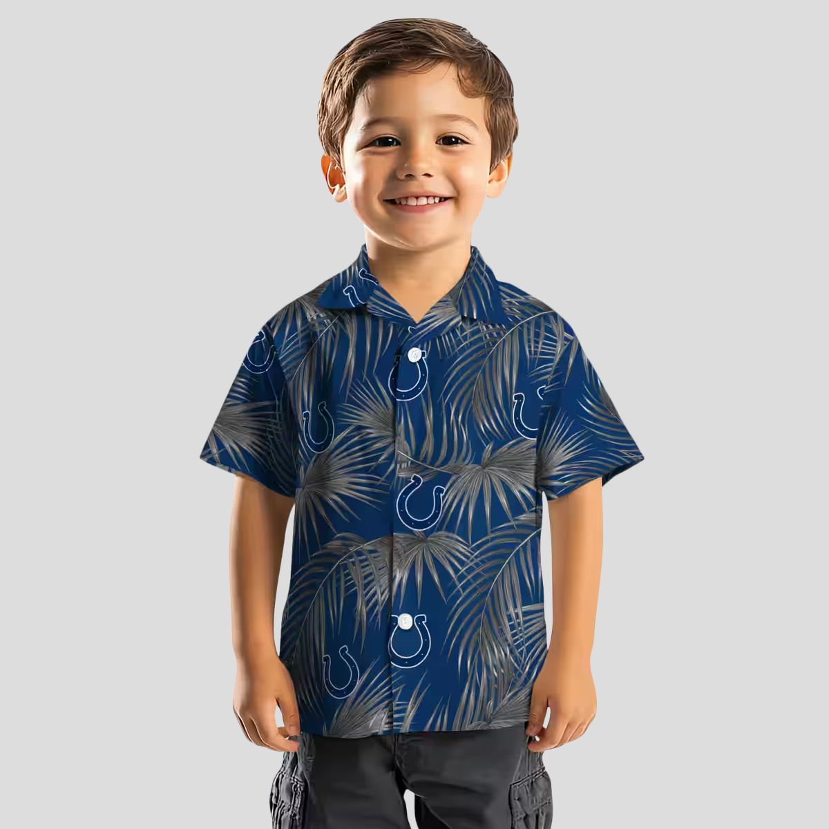 Indianapolis Colts Leafy Palms Hawaiian Shirt, Aloha Tropical Blue NFL Apparel