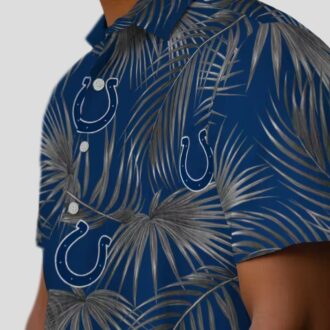 Indianapolis Colts Leafy Palms Hawaiian Shirt, Aloha Tropical Blue NFL Apparel