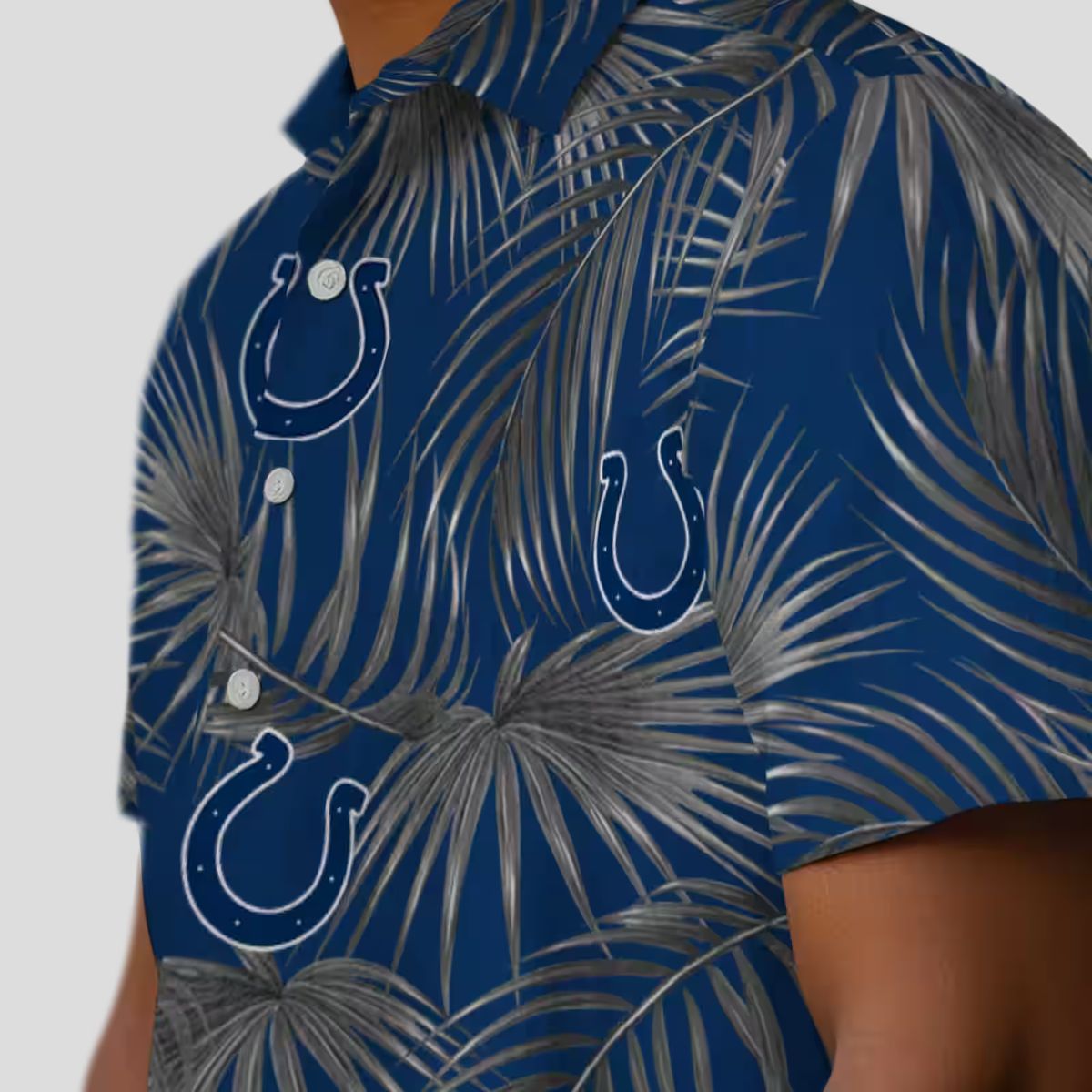 Indianapolis Colts Leafy Palms Hawaiian Shirt, Aloha Tropical Blue NFL Apparel