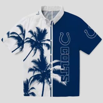 Indianapolis Colts Palm Tree Hawaiian Shirt, Tropical Blue & White NFL Apparel