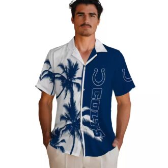 Indianapolis Colts Palm Tree Hawaiian Shirt, Tropical Blue & White NFL Apparel