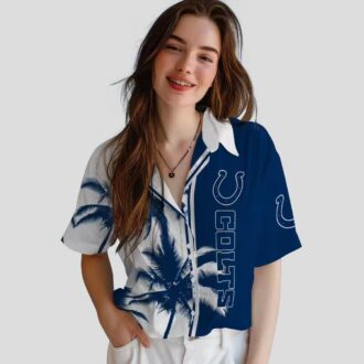 Indianapolis Colts Palm Tree Hawaiian Shirt, Tropical Blue & White NFL Apparel
