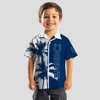 Indianapolis Colts Palm Tree Hawaiian Shirt, Tropical Blue & White NFL Apparel
