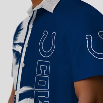 Indianapolis Colts Palm Tree Hawaiian Shirt, Tropical Blue & White NFL Apparel