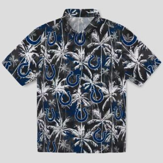 Indianapolis Colts Party Summer Hawaiian Shirt – Blue & Black Palm Pattern