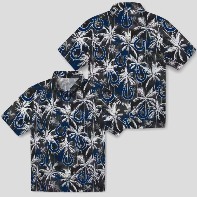 Indianapolis Colts Party Summer Hawaiian Shirt – Blue & Black Palm Pattern